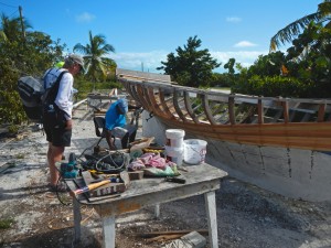 Progress on the boat being repaird by the boat builder.